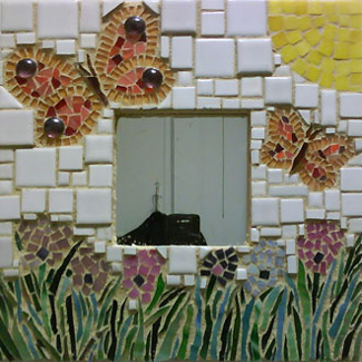 Butterflies Flowers Mirror